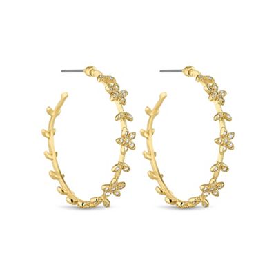 Gold floral hoop earring